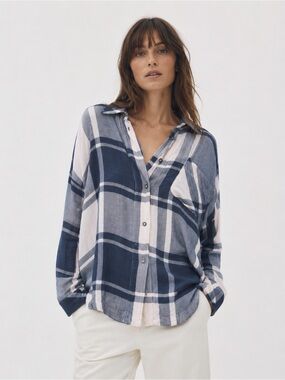 Urban Outfitters Oversized Plaid Rayon Button Front Tunic Shirt Gray Pink Size L